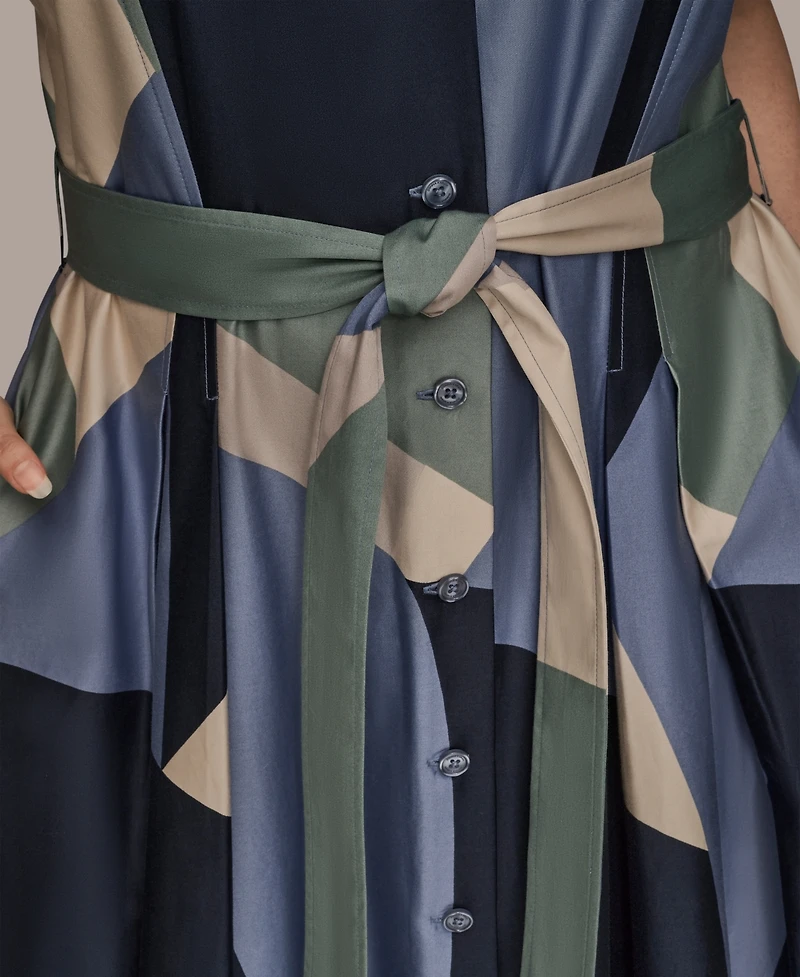 Donna Karan New York Plus Printed Collared Shirtdress