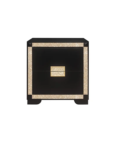 Slickblue 2-Drawer Nightstand with Faux Crystal Accents Bedside Table For Bedroom