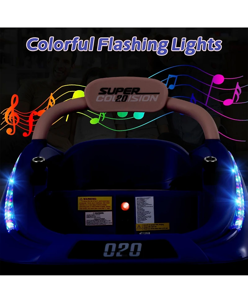 Sugift 12V Kids Bumper Car Ride on Toy with Remote Control and 360 Degree Spin Rotation-Purple