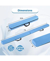 Sugift 7 Ft Folding Balance Beam with Removable Suede Cover and Non-slip Bottom-Navy