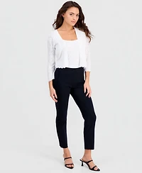 Robbie Bee Petite Pointelle Knit Open-Front Shrug