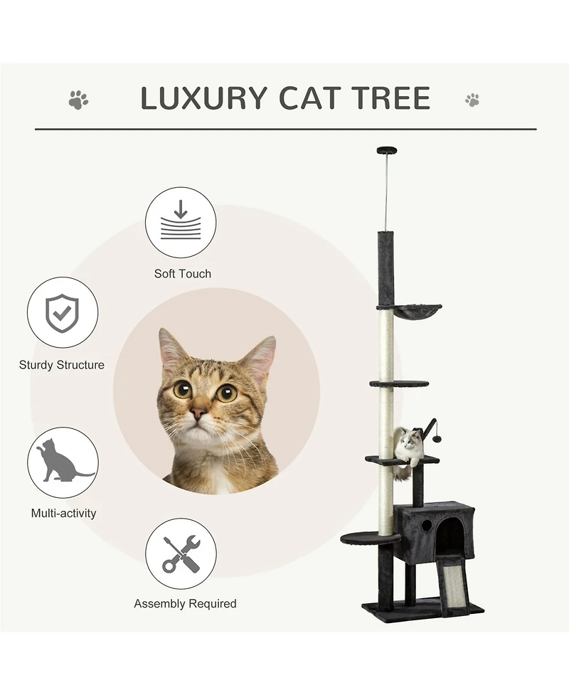 Aostirmotor 106" Huge Cat Tree with Scratching Post in Dark Grey