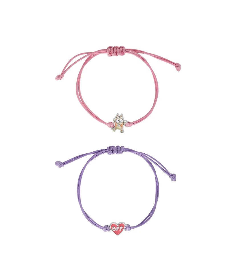 Bluey Adjustable Friendship Bracelet Set, Heart Charm, 4-Pack