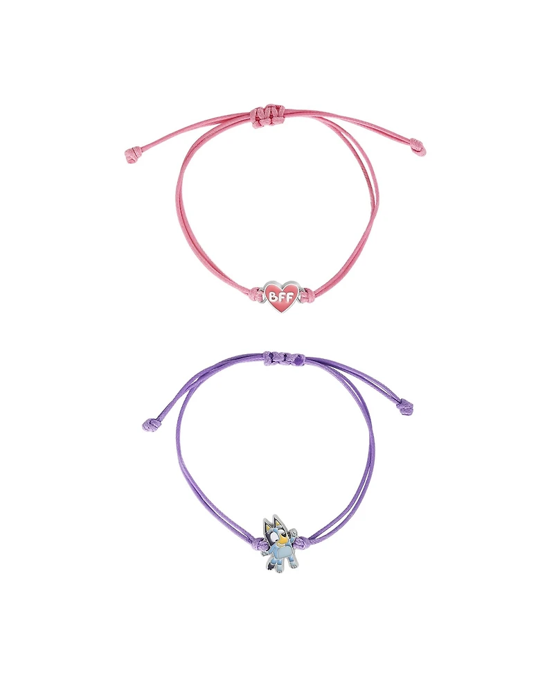 Bluey Adjustable Friendship Bracelet Set, Heart Charm, 4-Pack