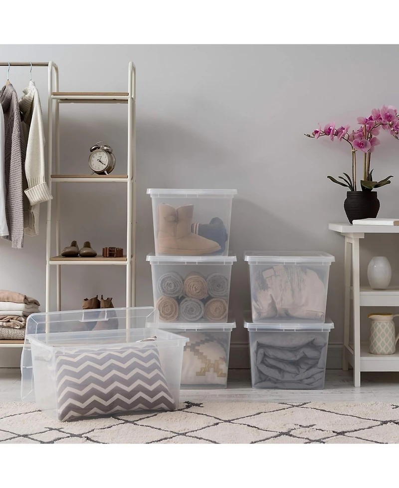 Iris Usa Storage Bins with Lids, Clear Stackable Containers, 4Pk