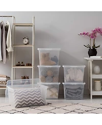 Iris Usa Storage Bins with Lids, Clear Stackable Containers, 4Pk