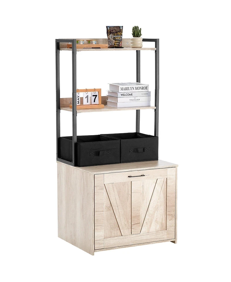 Cozito Wooden Litter Box Enclosure with Storage Shelves & Baskets, Natural