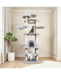 Aostirmotor 78.8 in Light Gray Cat Tree Tower with Wide Base
