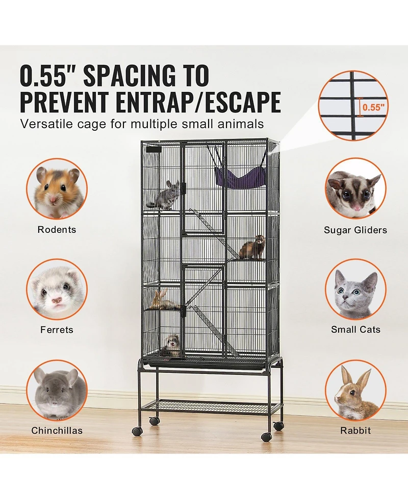 Cozito 4-Tier Rolling Metal Ferret Cage with Ramps