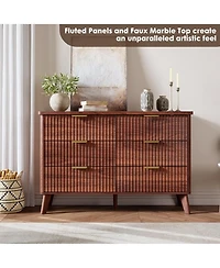 gaomon Fluted Dresser for Bedroom with 6 Deep Drawers