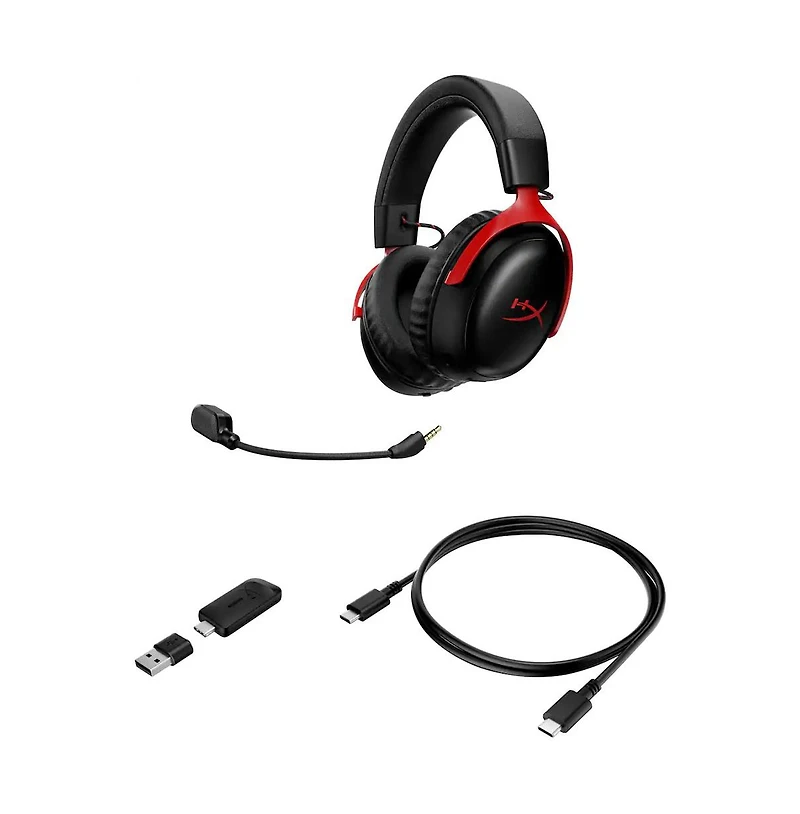 HyperX Pc Gaming Bundle Cloud Iii S Wireless Headset Alloy Core Full-Size Wired Keyboard Pulsefire Haste Wireless Mouse