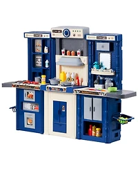 Sugift 3-in-1 Kids Kitchen Playset with 74 Pc Accessories & Realistic Sounds, Blue