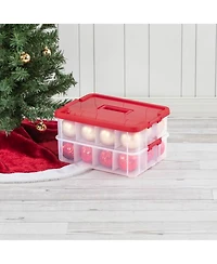 Sterilite 24 Compartment Stack and Carry Christmas Ornament Storage Box (4 Pack)