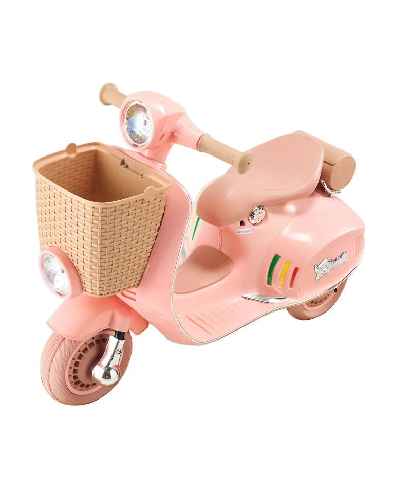 Sugift 12V Kids Ride On Motorcycle Trike with Storage Basket & Training Wheels