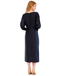 julia jordan Women's Ruched Dolman-Sleeve Boat-Neck Midi Dress