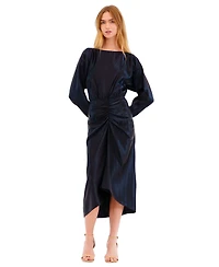 julia jordan Women's Ruched Dolman-Sleeve Boat-Neck Midi Dress