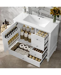 Cesicia 36 in. Freestanding Bathroom Vanity Cabinet with Ceramic Sink