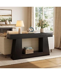 Tribesigns 63" Farmhouse Console Table with Storage, Rustic Long Sofa for Entryway & Behind Couch, Narrow Hallway