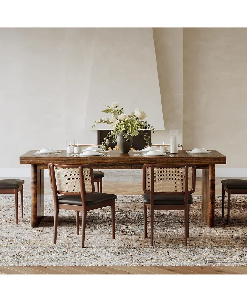 Tribesigns 70.8-Inch Large Dining Table for 6-8, Farmhouse Rectangle Long Dinner Table, Rustic Brown