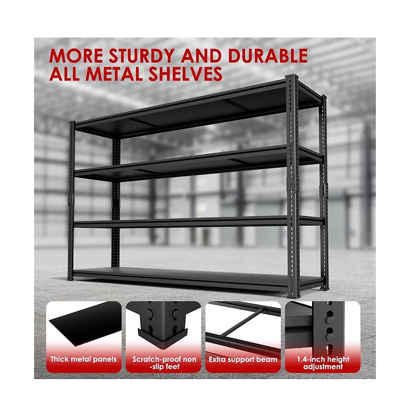 Lovmor 4-Tier 60 in W x 78 in H x 24 in D Adjustable Solid Plate Heavy Duty Metal Shelving Unit