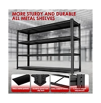 Lovmor 4-Tier 60 in W x 78 in H x 24 in D Adjustable Solid Plate Heavy Duty Metal Shelving Unit