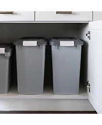 Iris Usa 30 lbs Dog Food Storage Container with Wheels, Airtight Lid, 2-Cup Scoop, 2 Pack, Gray/Dark Gray