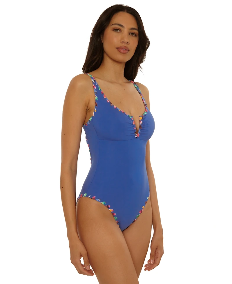 Becca Women's On the Edge Hand Looped V Wire One-Piece Swimsuit