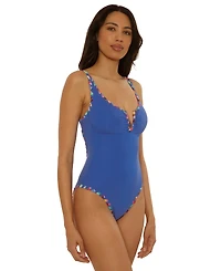 Becca Women's On the Edge Hand Looped V Wire One-Piece Swimsuit