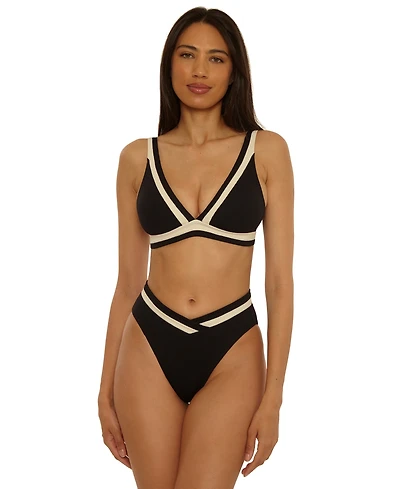 Becca Women's Coast Line Fine Rib Color-Block Swim Top