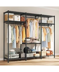 Raybee Heavy Duty Clothes Rack Load 800 Lbs, Adjustable Clothing Racks for Hanging Clothes, Clothing Rack with Shelves for Bedroom,Basement