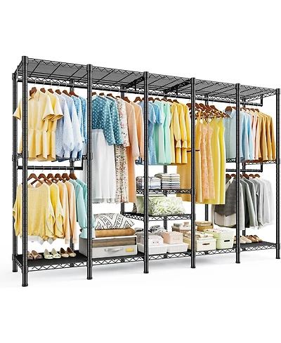 Raybee 88.2" W Clothes Rack Heavy Duty Clothing Racks for Hanging Clothes Extra Wide Portable Closet Loads Garment Rack for Bedroom