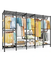 Raybee 88.2" W Clothes Rack Heavy Duty Clothing Racks for Hanging Clothes Extra Wide Portable Closet Loads Garment Rack for Bedroom