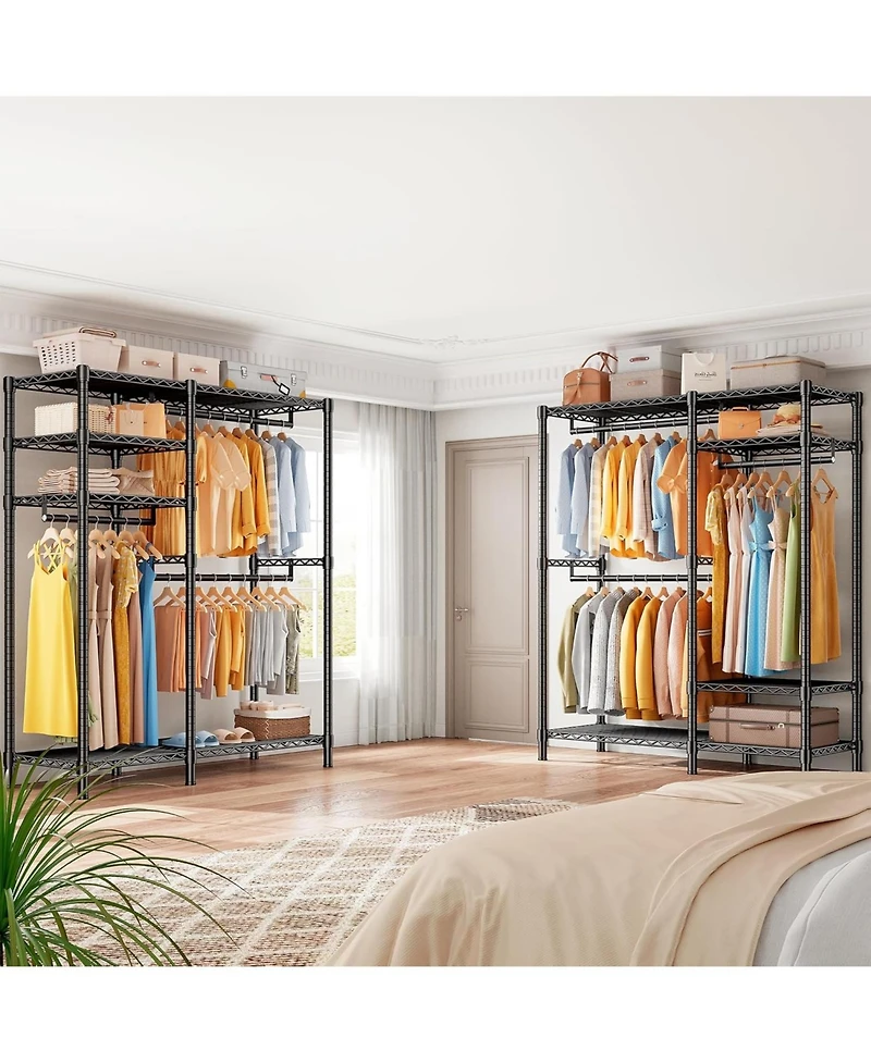 Raybee Clothes Rack Heavy Duty Loads 780LBS Clothing Racks for Hanging Clothes Adjustable Metal Portable Closet