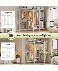 Raybee Clothing Racks for Hanging Clothes,Heavy Duty Clothes Rack with Shelves,Portable Closet Adjustable