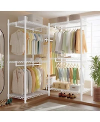 Raybee Heavy-Duty Clothes Rack with Cover, Portable Closet with Shelves, Adjustable Hanging Storage, Holds up to 905 lbs
