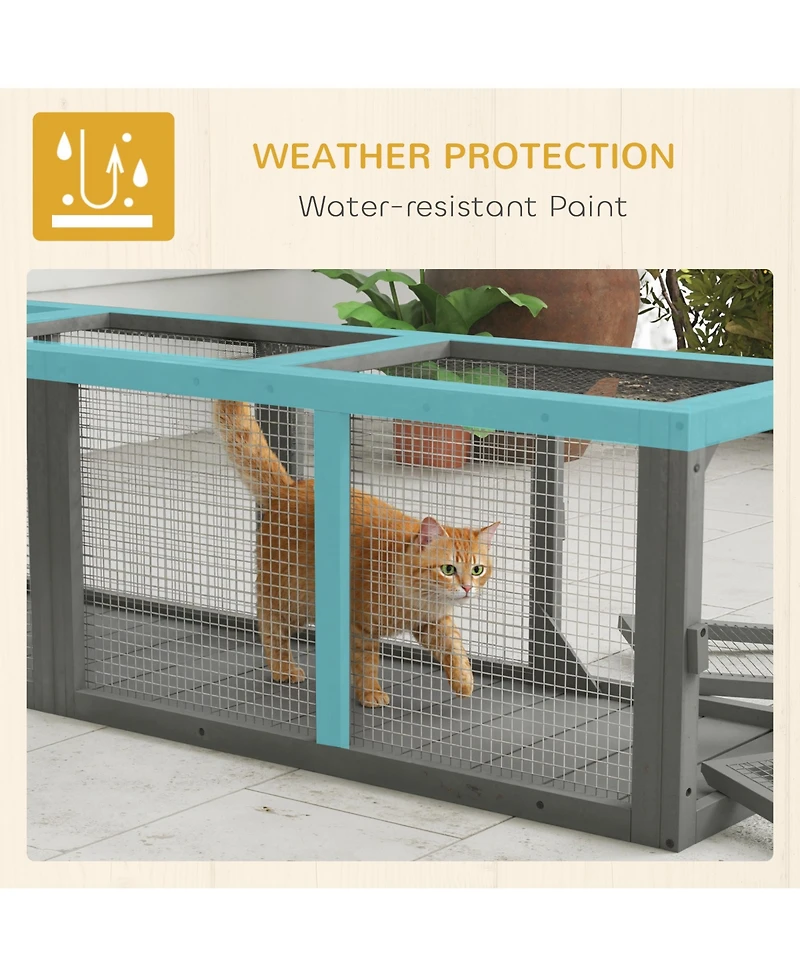PawHut Outdoor Cat Tunnel, Extendable Pet Enclosure with 3 Doors,