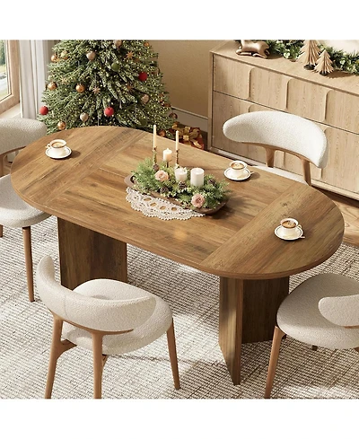 Tribesigns 63" Oval Farmhouse Dining Table for 4-6, Mdf Kitchen Table
