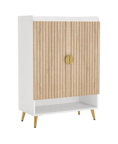 Slickblue Shoe Organizer Cabinet with Doors and Shelf