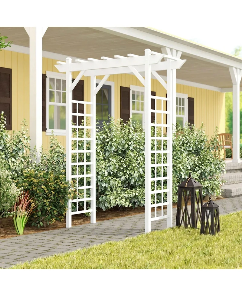 Dura-Trel Inc Dura-Trel Providence Arbor 64" x 85" Pvc Outdoor Garden Arch Trellis, White