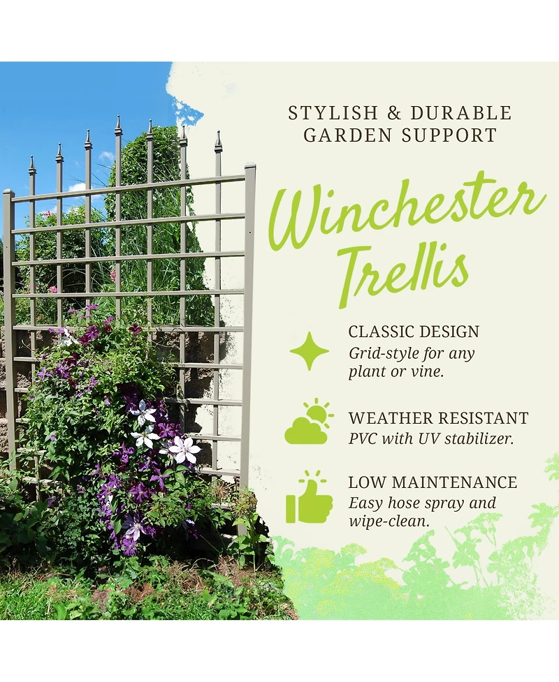 Dura-Trel Winchester 57 x 95 Inch Pvc Vinyl Outdoor Garden Patio Trellis, Mocha