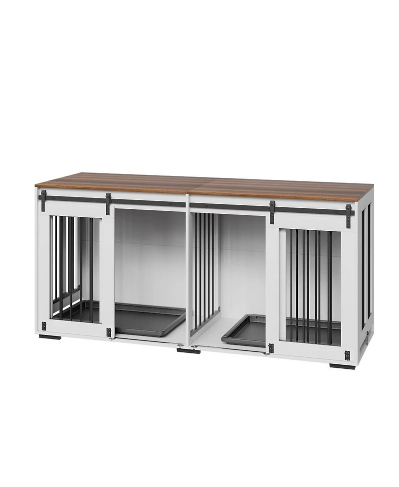 Cozito 72" Double Dog Crate Furniture with Sliding Doors, White