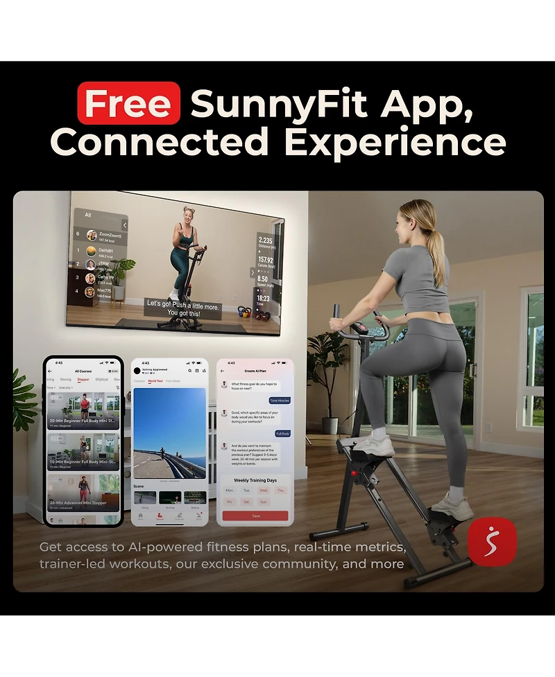 Sunny Health & Fitness Foldable Smart Cardio Step Climber