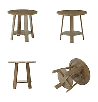 Tribesigns 31.5" Round Dining Table for 2, Small Kitchen Table with Storage Shelf for Apartments, Oak Farmhouse Style