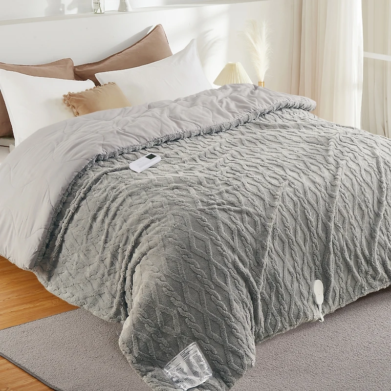 gaomon King Size Tufted Electric Heated Comforter Blanket with Wireless 2-Zone Controller 104" x 90"