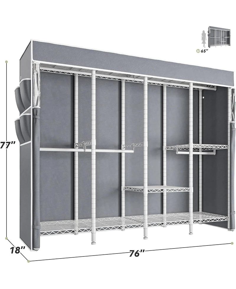 Raybee Clothes Rack with Cover,1150LBS Heavy Duty Clothing Rack for Hanging Clothes,Adjustable Portable