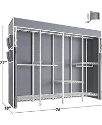 Raybee Clothes Rack with Cover,1150LBS Heavy Duty Clothing Rack for Hanging Clothes,Adjustable Portable