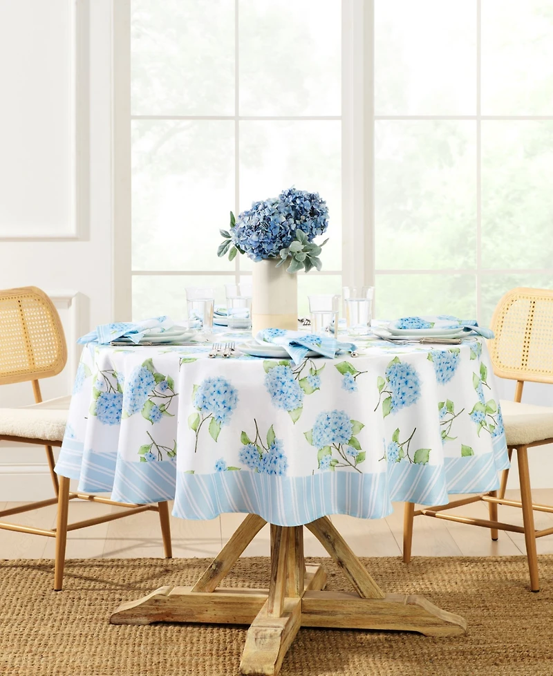 Elrene Nantucket Hydrangea Garden Round Tablecloth, 70" Round