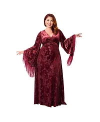 Smak Parlour Plus Fringed Long Bell Sleeved Ruched Maxi Dress