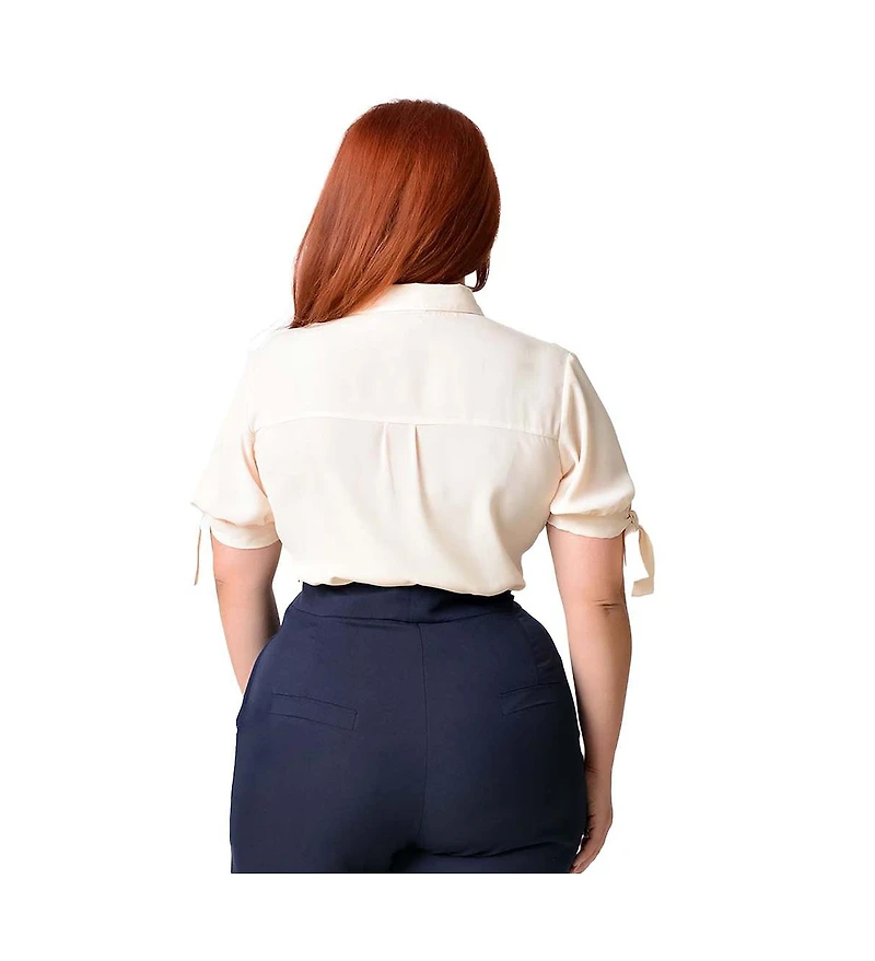 Unique Vintage Plus 1950s Tie Cuff Blouse