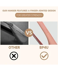 BP4U Premium Wide Shoulder Wooden Suit Hangers, Heavy-Duty Solid Wood Coat Hangers with Locking Pants Bar for Suits, Jackets